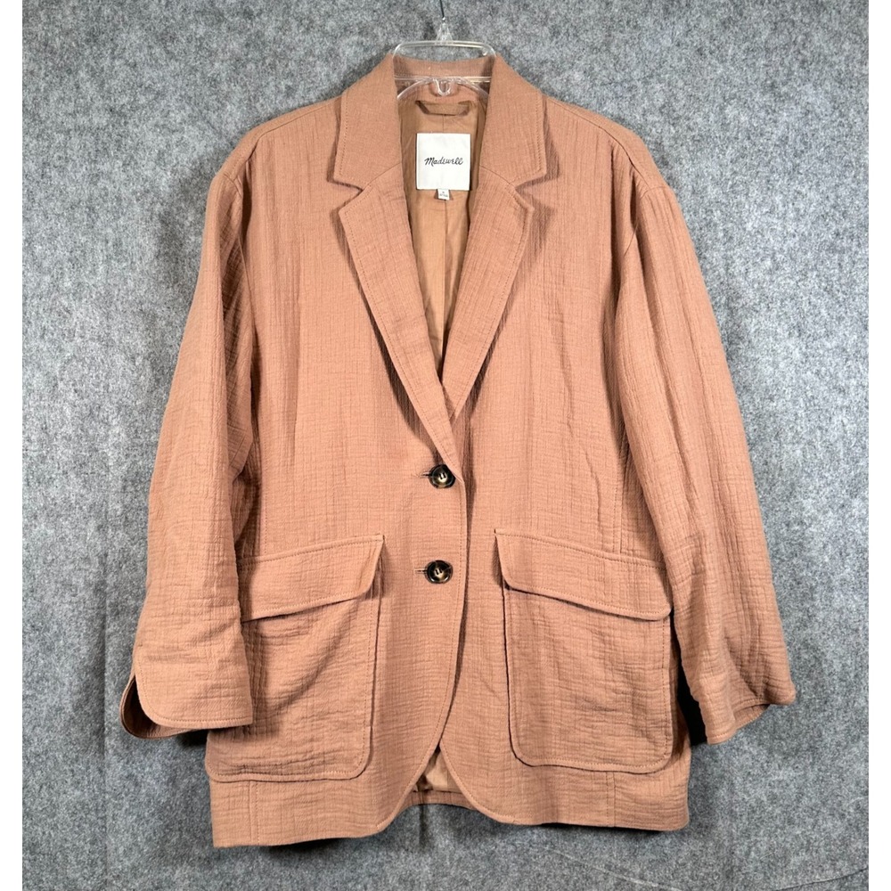 MADEWELL Cotton Linen Relaxed Larsen Blazer Medium Brown Old Money Minimalist